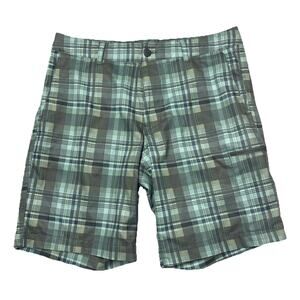 North Face Shorts Mens 32 Green Blue Plaid Pura Vida 2.0 Performance Hiking